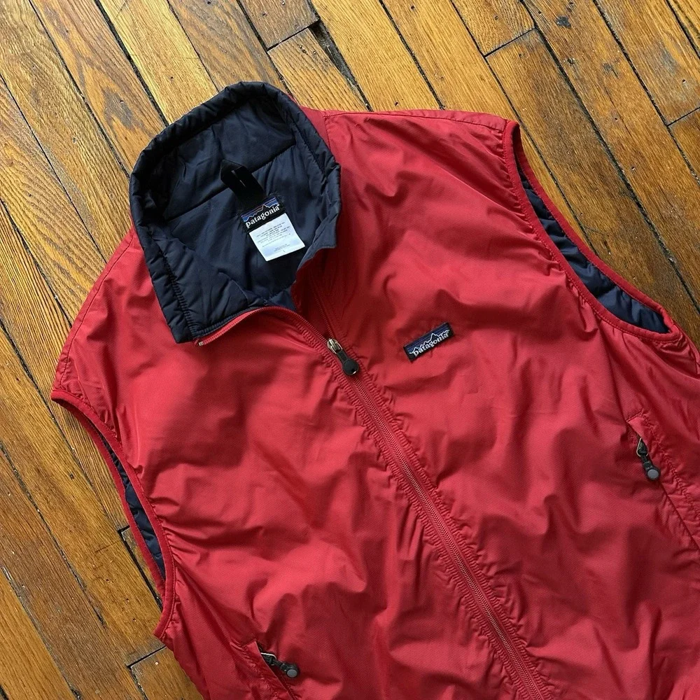 Vtg Patagonia Puffball Full‎ Zip Vest Men Large Candy Apple Red Gorp Performance